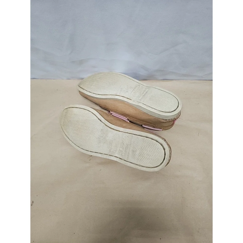 Sperry Topsiders Brown with Pink and‎ Green Stripe sz 8
